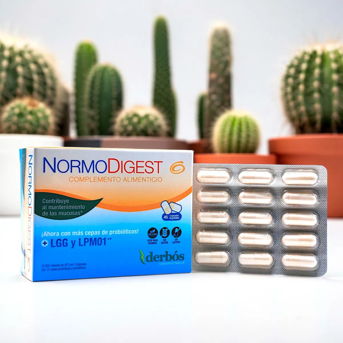 Derbós Normodigest 45 Cápsulas Vegetales - Simbiótico Avanzado (Probióticos + Prebióticos) con 11 Cepas y 6.000 Millones de Microorganismos - Equilibrio de la Flora Intestinal y Bienestar Digestivo