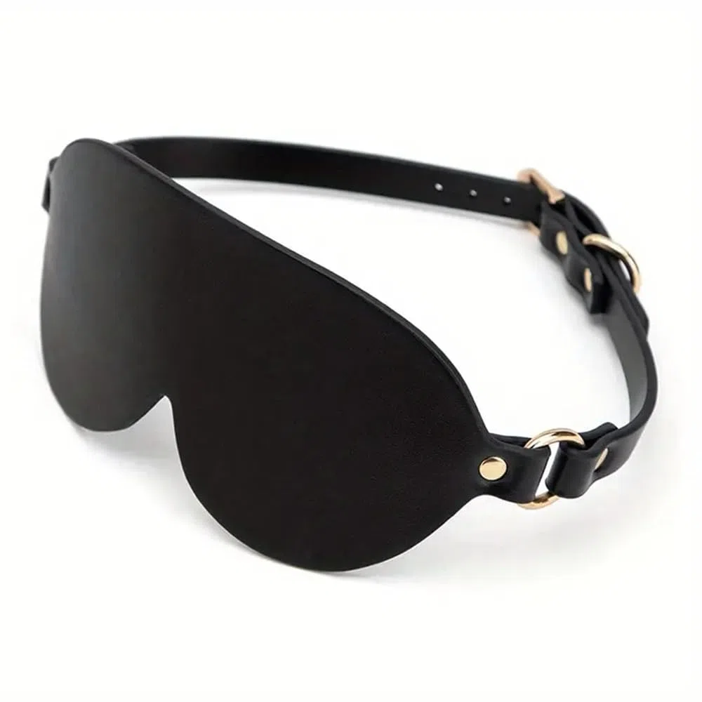 Antifaz con parche de cuero Artificial, antifaz negro ajustable sexy, accesorios para juegos de rol