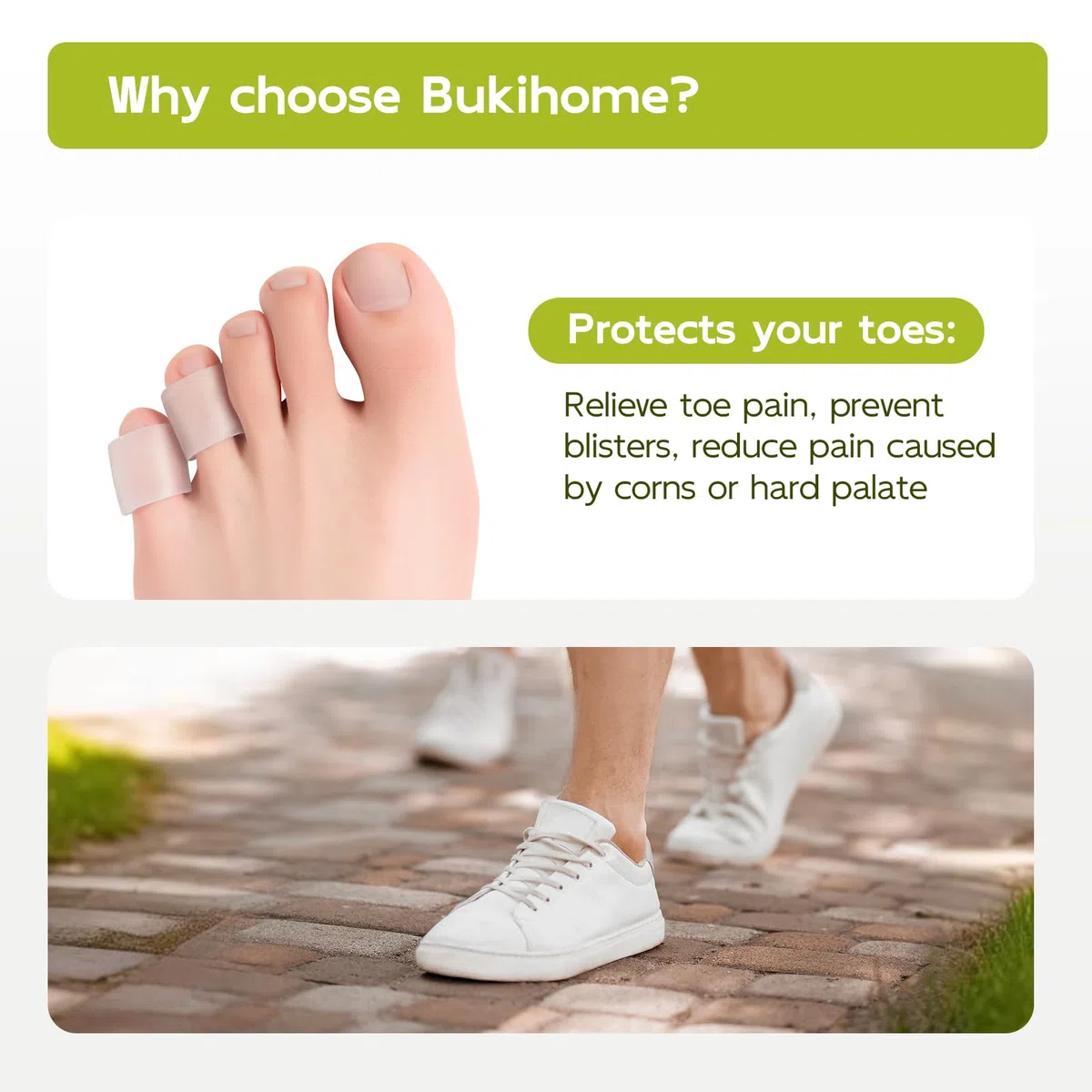 Bukihome Protectores de silicona para dedos de los pies, fundas abiertas de silicona para dedos en martillo, callos, ampollas, almohadillas protectoras de gel suave para aliviar el dolor, 20 unidades