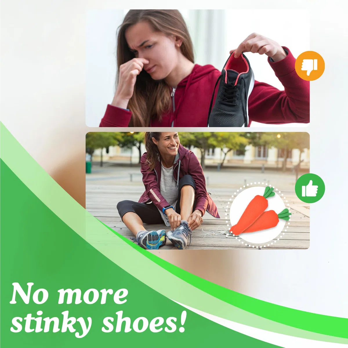 Desodorante para zapatos Carrotsoles en paquete de 2, eliminador de olores para zapatos, botas, armarios, cajones, guantes - Absorbente de humedad, ambientador, purificador de aire de carbón activado