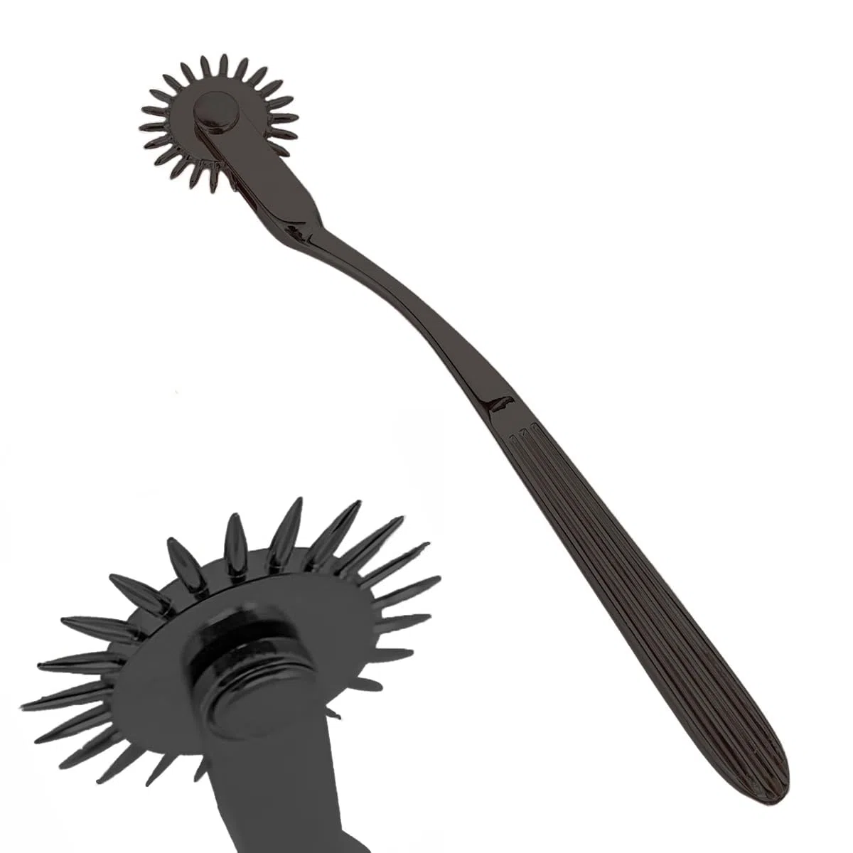 Rueda de Púas Erótica con Pluma – Nervenrad Negro para Parejas, Juguete Sexual Exquisito para Flirtear y Estimular