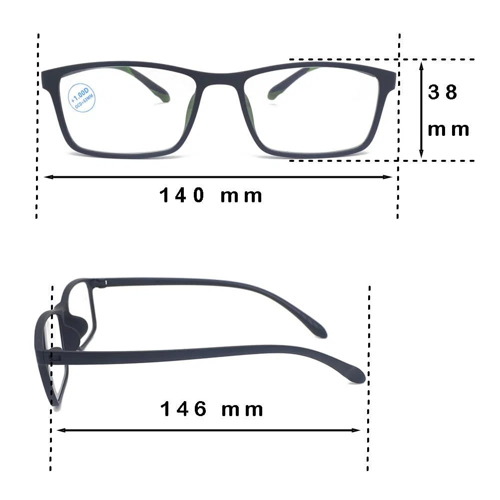 Gafas de Lectura Flexibles Ligeras, Anchas Anti Luz Azul (Pack 2)