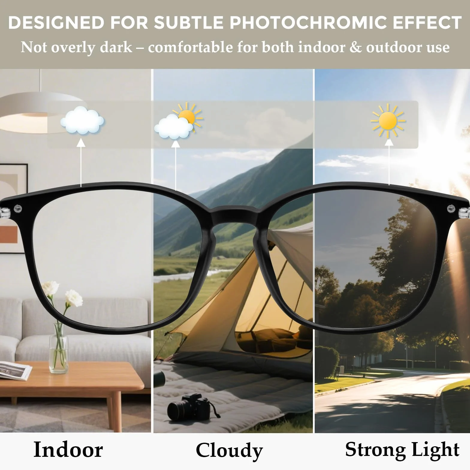 KANASTAL Gafas Luz Azul Fotocromáticas TR90 – Montura Ultraligera para Ordenador, Gaming y Exterior – Reduce Cansancio Visual