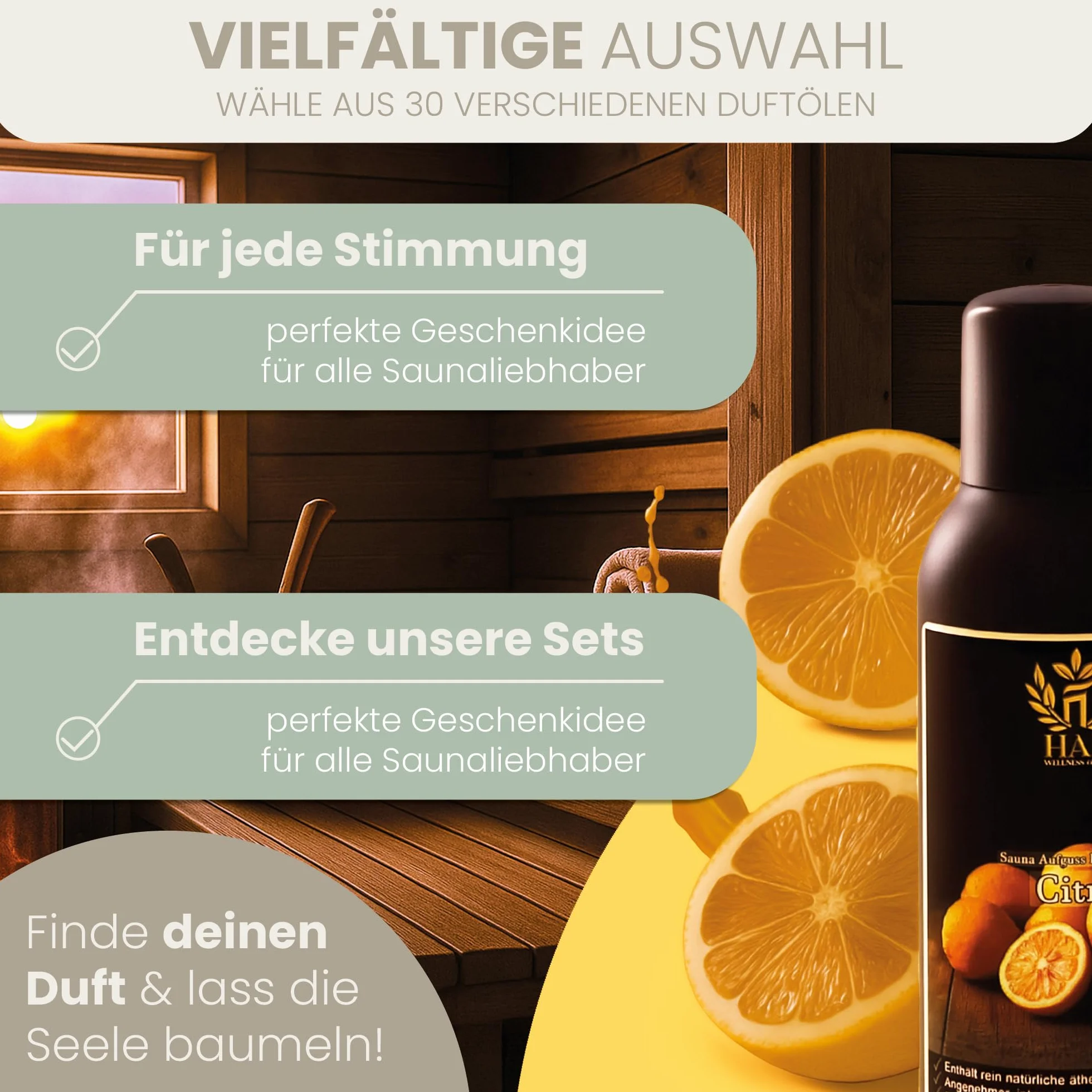 HAF Concentrado para sauna de pino de montaña de 250 ml, aroma de sauna con aceites esenciales naturales, infusión de sauna sin aditivos artificiales, aceite de sauna para un aroma intenso y duradero