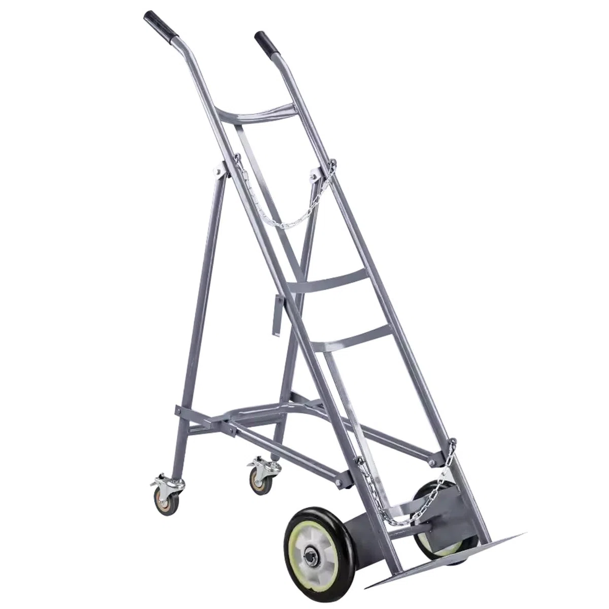Soporte portátil para tanque de oxígeno rodante con ruedas, estante fijo de gas de un solo cilindro para almacenamiento de 40/50 L, mango retráctil,