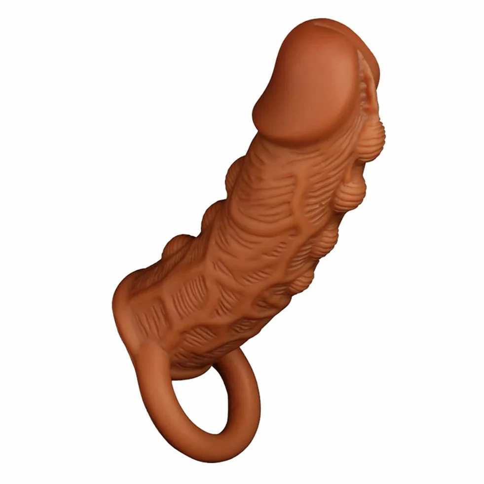 SXOVO Funda para pene con anillo para testículos, funda extensora de pene, juguete sexual para hombres para aumentar la erección