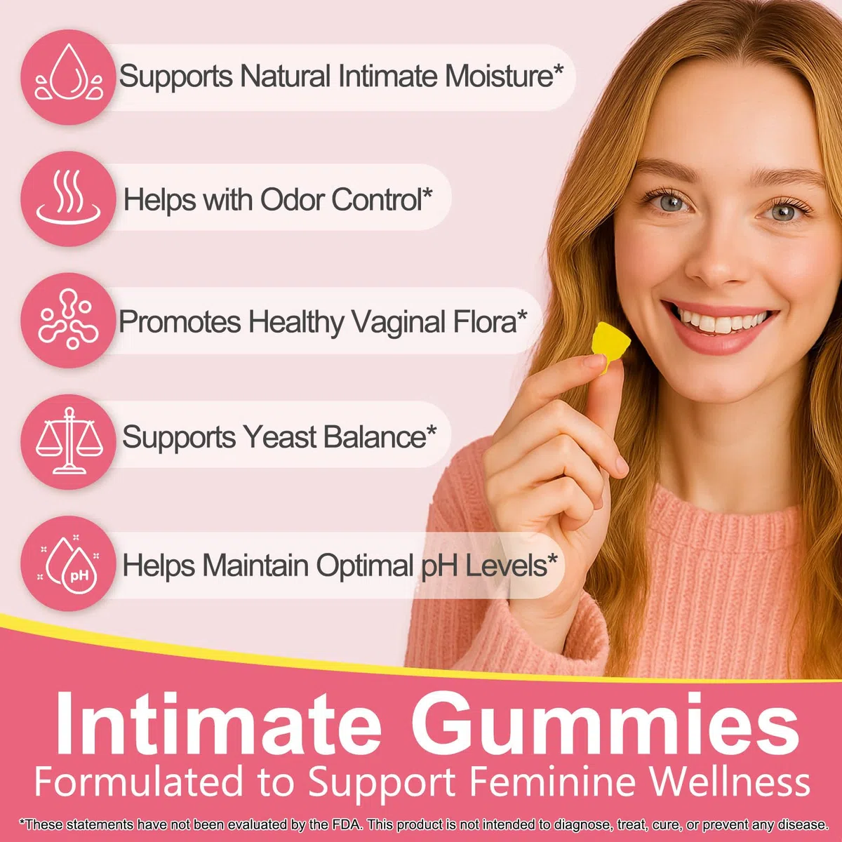 Probioticos Mujer Flora Intima,Probiotic for Women,Probióticos Vaginales pH Femenino Gummies,Probióticos Vaginales para Mujeres con Equilibrio de pH,Promover la Salud de la Mujer, Mejorar la Inmunidad