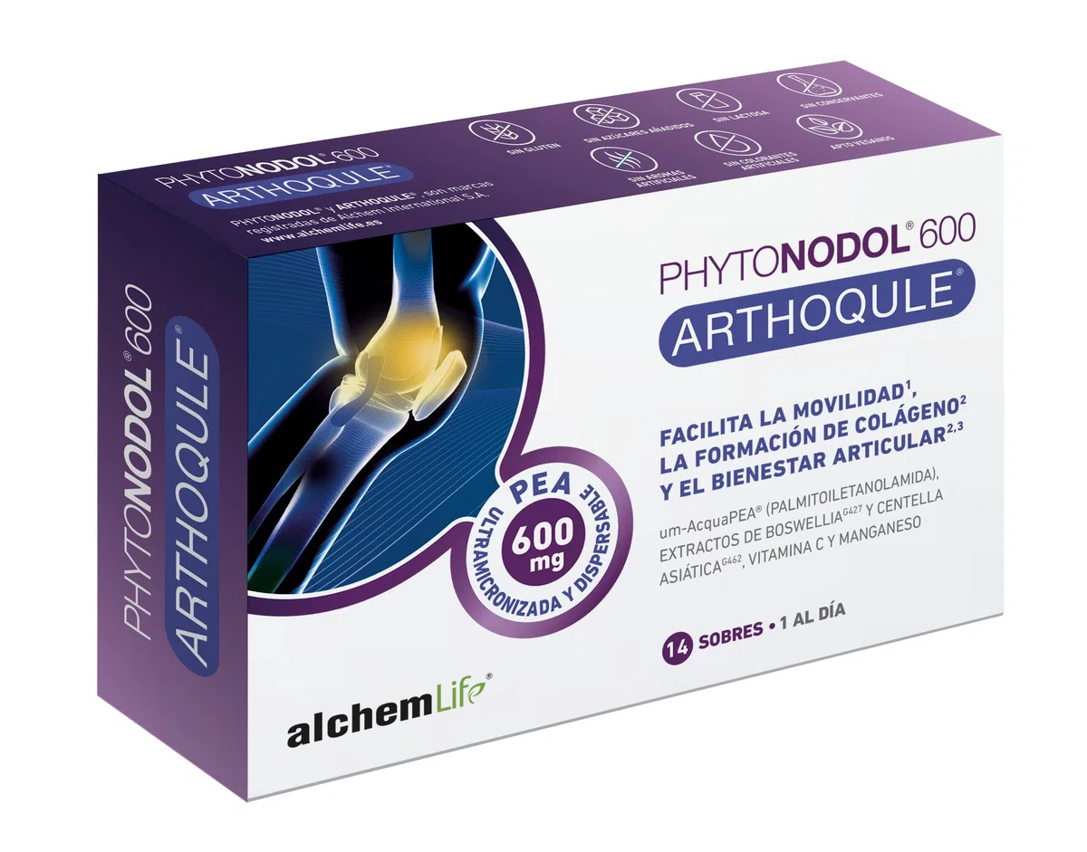 AlchemLife - Phytonodol 600 Arthoqule | Apoyo al Bienestar Articular y Movilidad | 14 Sobres con PEA 600 mg, Boswellia, Centella, Vitamina C y Manganeso | Tecnología de Alta Absorción