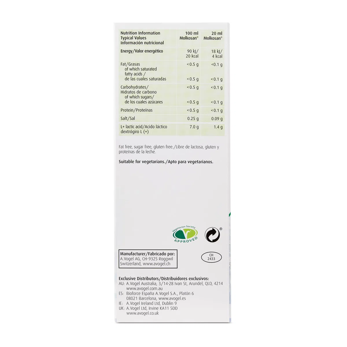 A.Vogel Molkosan | Complemento Alimenticio para el Bienestar Intestinal | Suero Láctico Fermentado | Ingredientes Activos Naturales | 500 ml