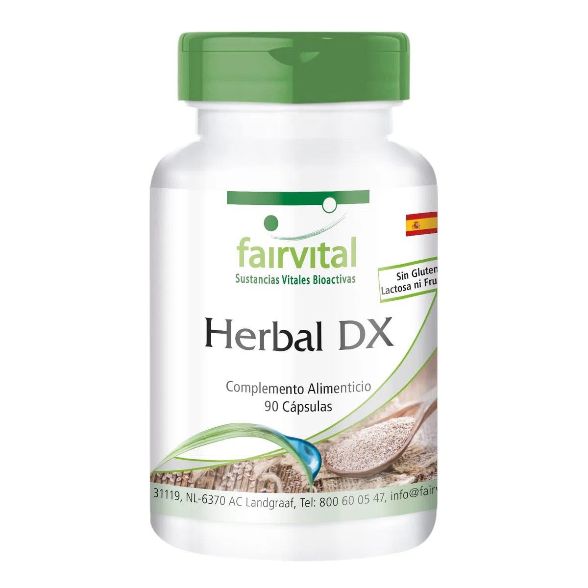 fairvital Cáscara de psyllium, extracto de raíz de diente de león y más, 90 cápsulas, con clorela