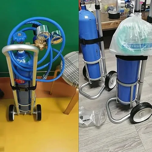 Estante de cilindro de oxígeno ajustable con ruedas, soporte de recipiente resistente para tanques de gas, organizador seguro de tanque de propano (nombre del tamaño de 12,5 cm de diámetro
