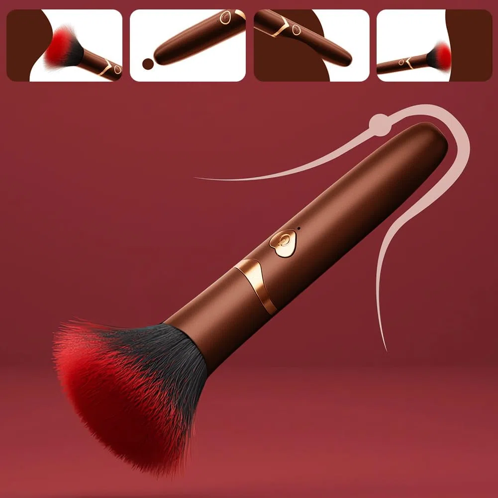 Mini Vibrador Pincel de Maquillaje - Balas Vibrador para Clítoris, Pezones y Punto G, Juguetes Sexuales para Mujeres y Parejas (dorado)