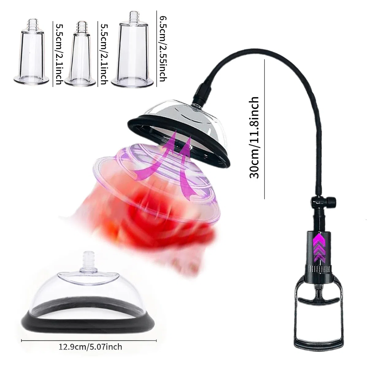 Bomba vaginal, bombas de clítoris Aumenta la sensibilidad y aumenta el placer sexual femenino, el estimulador de pezones del clítoris contiene 5 ventosas para aumentar el placer de la pareja