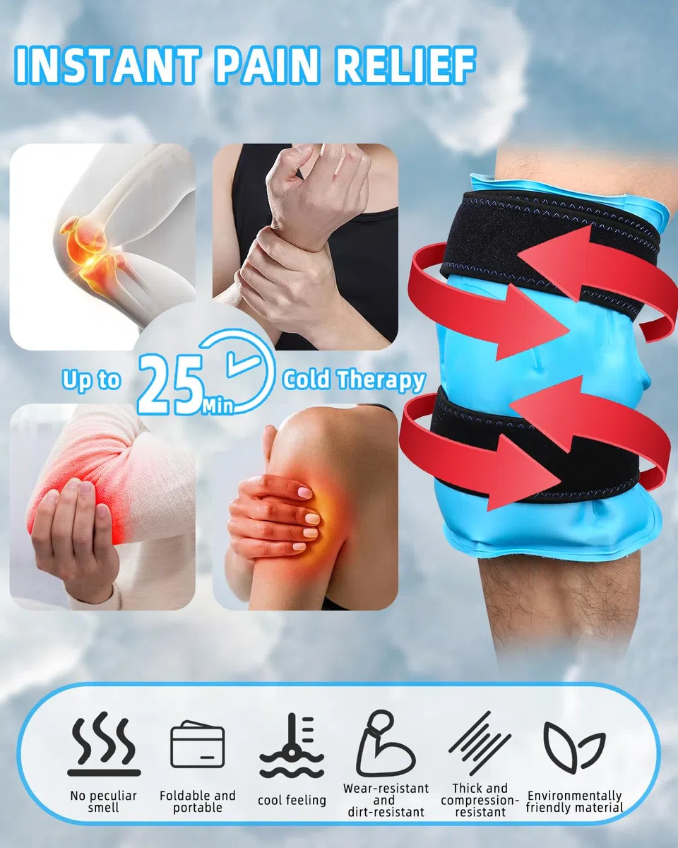 jutyum Almohadillas de refrigeración reutilizables para rodilla, compresas frías y cálidas, vendaje de refrigeración elástico para el dolor articular, hinchazón y contusiones para deportes y