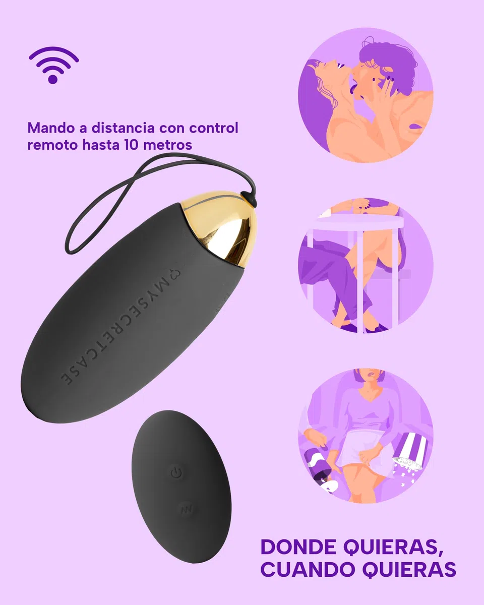 MySecretCase Huevo Vibradorador Mujer con Mando a Distancia | Juguetes Eróticos Para Pareja Sexuales 9 Modos Consoladores.. Para Mujer con Vibración Vibrador Control Remoto Silicone