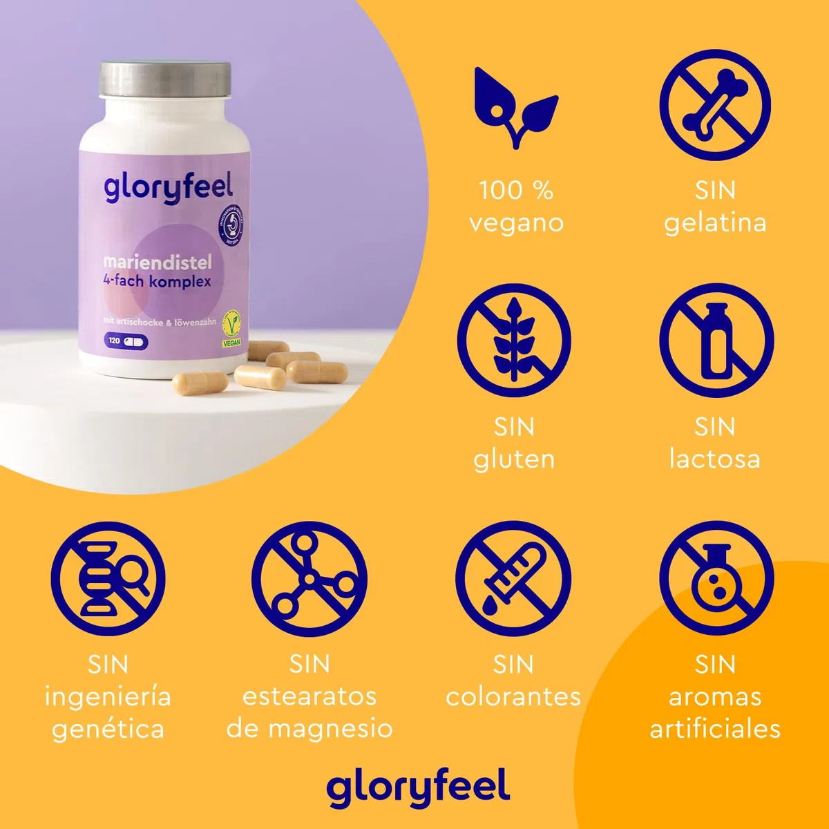 Cardo Mariano 500mg - Con Alcachofa, Diente de Leon y Desmodium - Alta Dosificación de Silimarina - 120 Cápsulas veganas - Probado en laboratorio, sin aditivos, fabricado en Alemania