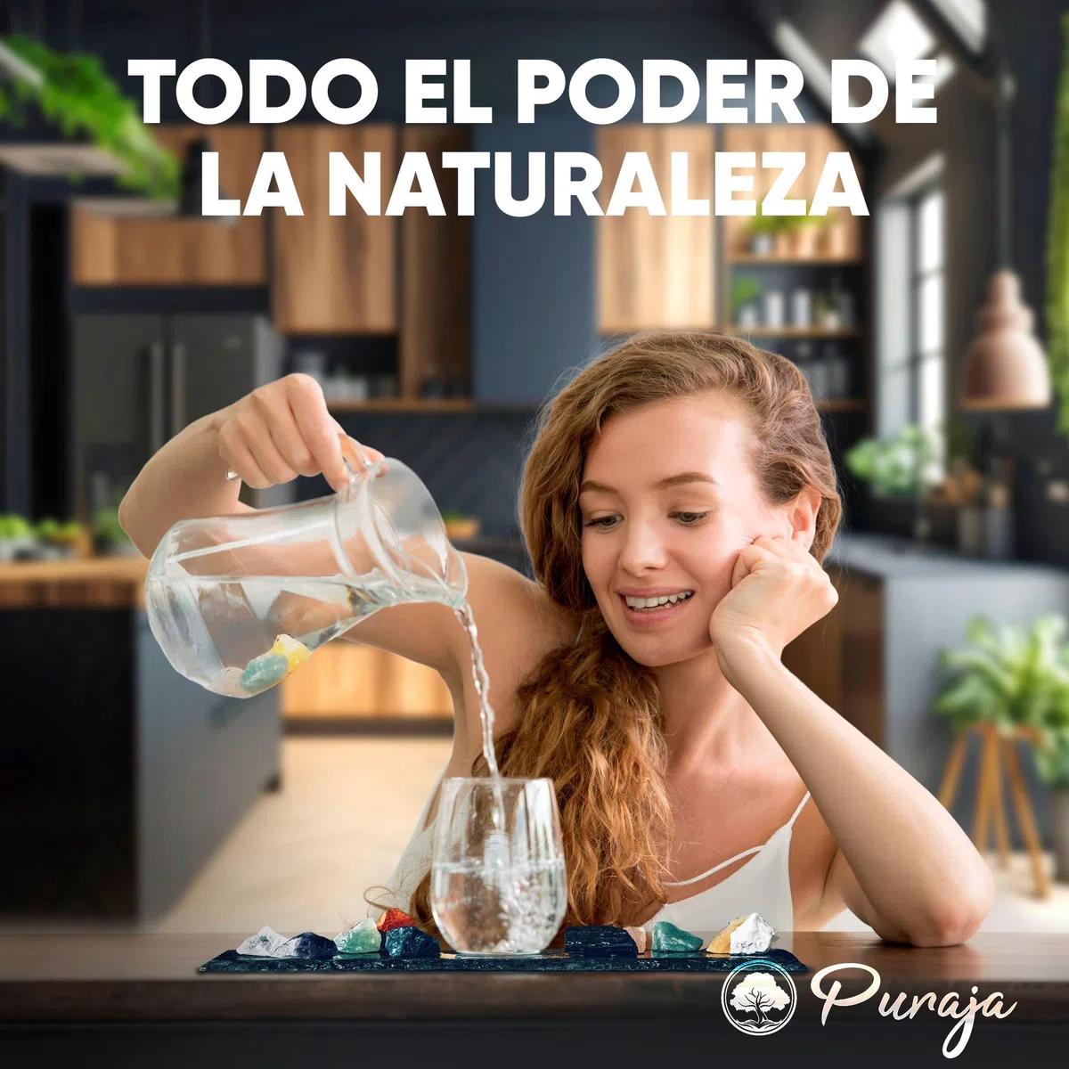 PURAJA Mezcla de Piedras Preciosas | Set de Piedras Curativas Premium para Purificar el Agua | Cristales Naturales para Agua (Todo en Uno 300g)