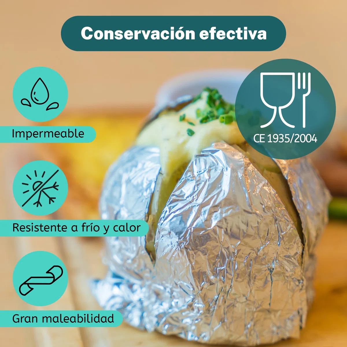 Papel Aluminio Industrial Profesional - Rollo Plata Grande de 300 mm y 13 Micras - Papel con Sierra para Corte, para Cocina, Alimentación, Catering o Peluqueria (1 Unidad)