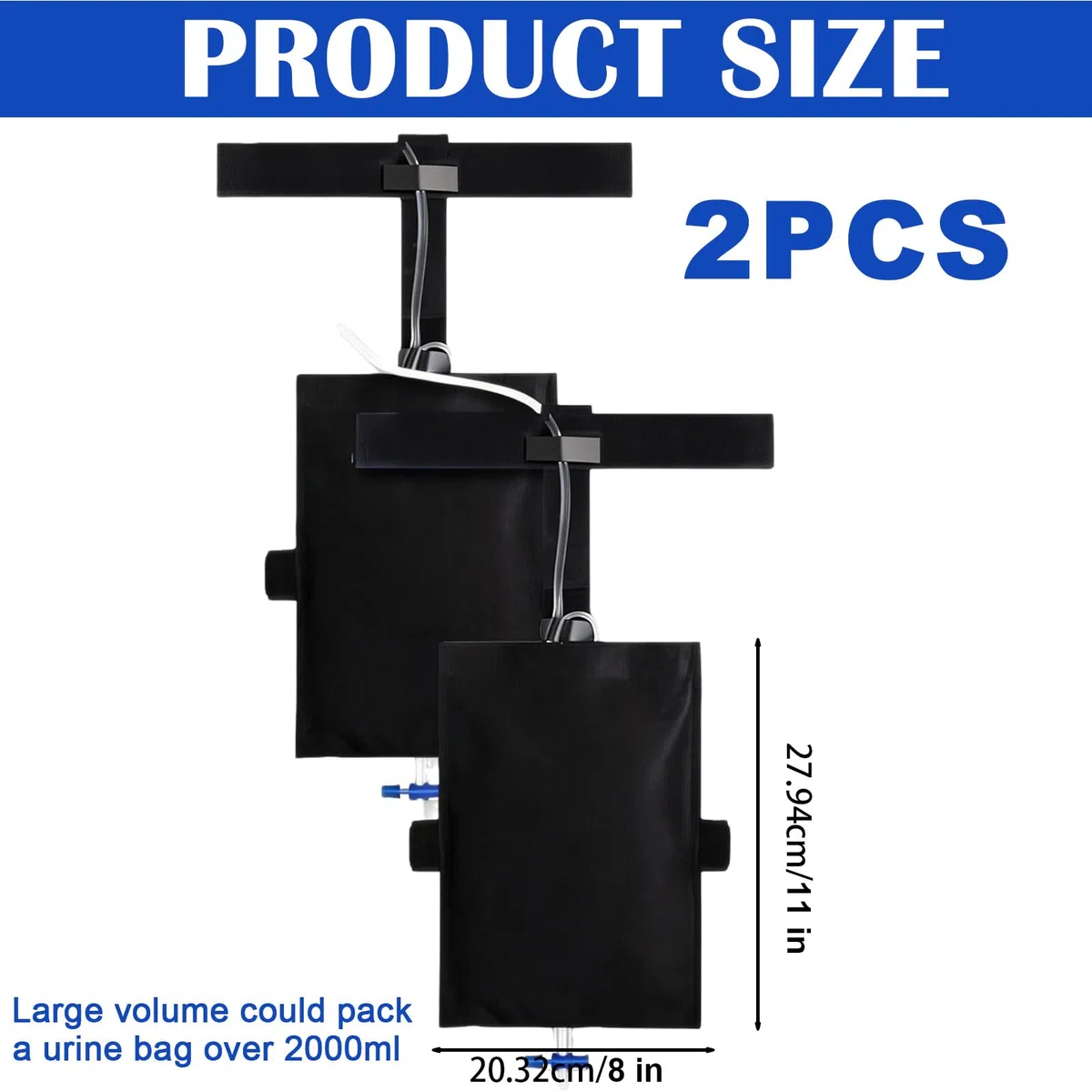 2 bolsas de orina con cinturón, bolsa de pierna para catéter, bolsa de pierna para catéter, soporte para bolsas de pierna para orina, cubierta para cuidado postoperatorio, movilidad, capacidad de más