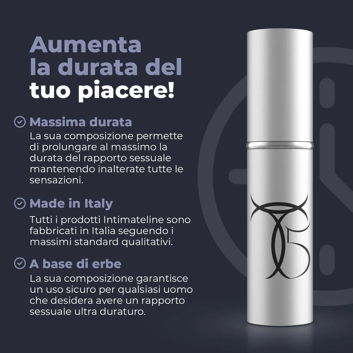 INTIMATELINE | Tauro T5 - Spray Retardador Íntimo para Hombres, No Anestesia, Fórmula Herbal Natural, 20ml