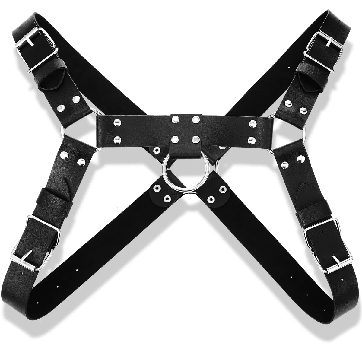BBTO Correa de Pecho de Hombre Punk Cinturón de Pecho Ajustable Masculino con Anillo de Hebilla para Halloween, Negro