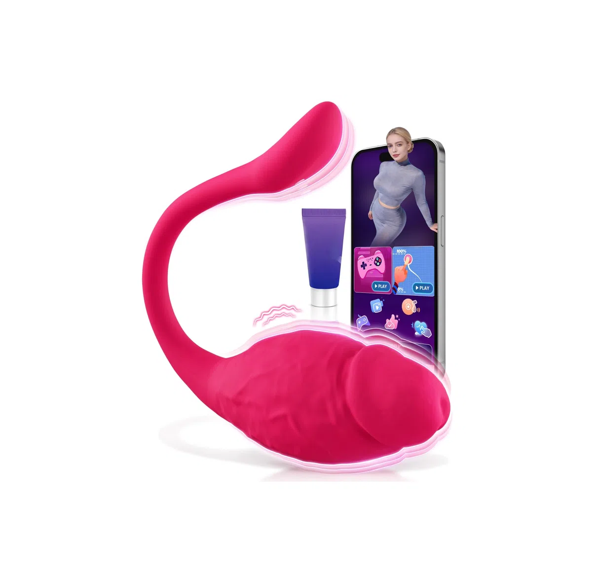 Cacuola Vibrador Mujer con Control por App, 9 Modos de Vibración, Vibradorador Mujer Juguetes Eróticos, Consoladores.. Para Mujer, Recargable USB, Silicona Suave IPX6, Silencioso y Diseño Flexible