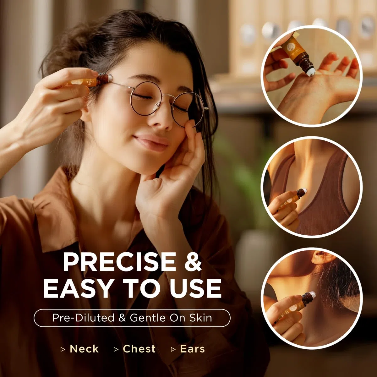 Gya Labs Roll-On de aceite esencial para el alivio la migraña-Aromaterapia,uso con menta,aceites esenciales de lavanda para los senos nasales,dolor de cabeza por tensión y alivio de la migraña (10ml)