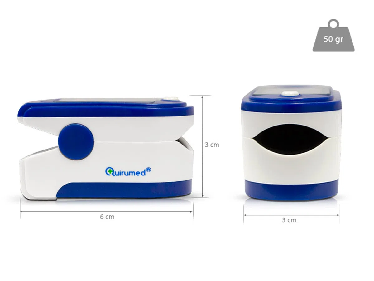 Quirumed OXYM2000 - Pulsioxímetro portátil medidor de pulso y saturación de oxigeno, color azul