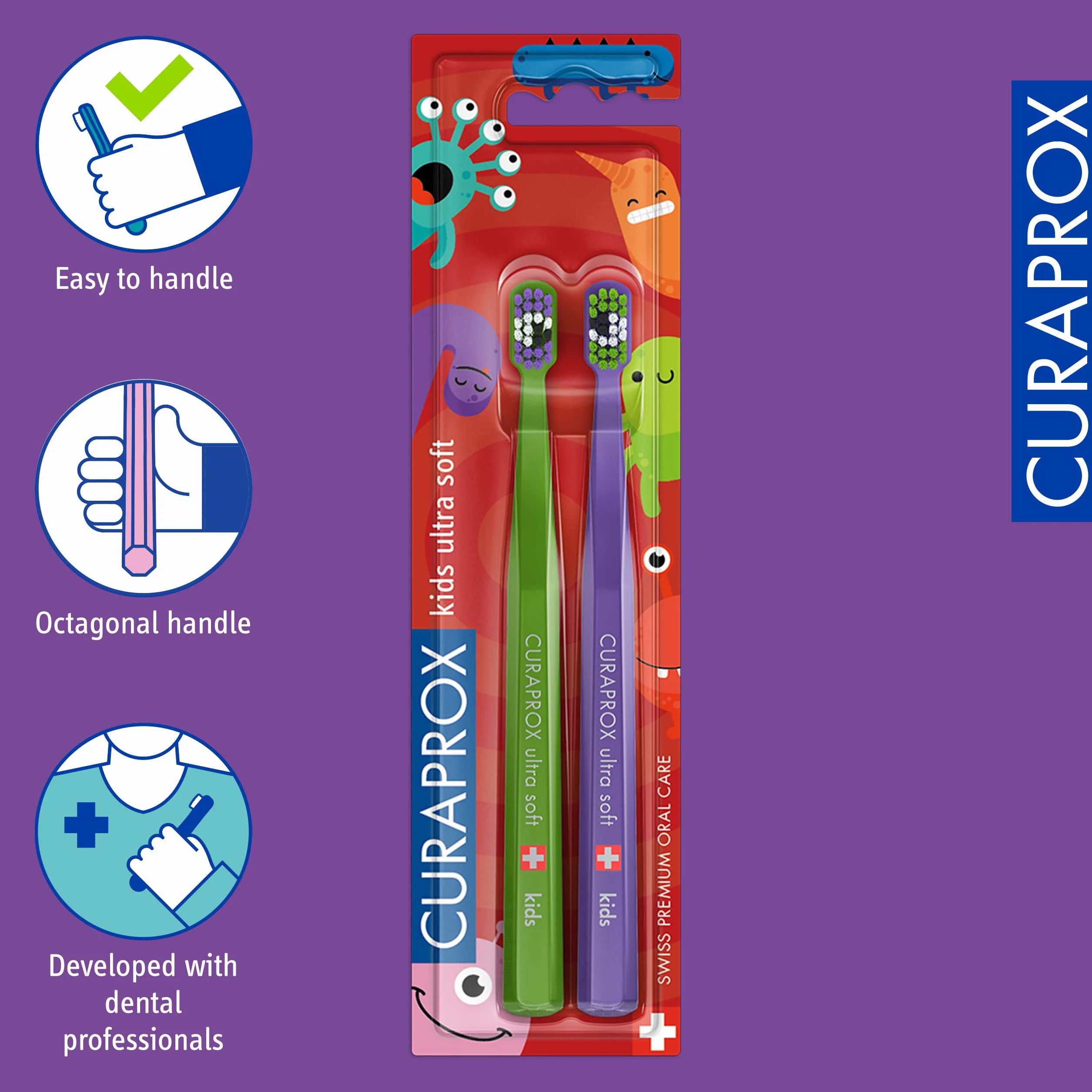 Curaprox CS Kids Special Edition Little Bacterias - Cepillo de dientes de mano (2 unidades)