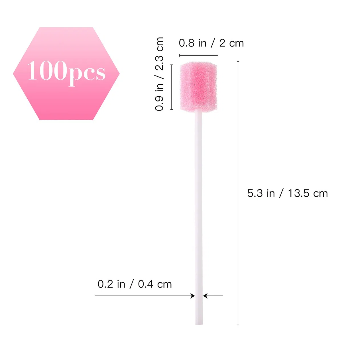 ULTNICE 100 Piezas Hisopos Orales Desechables - Esponjas de Limpieza Dental y Cuidado Bucal - Bastoncillos de Espuma para Adultos, Ancianos y Mascotas (13.5cm, Rosa)