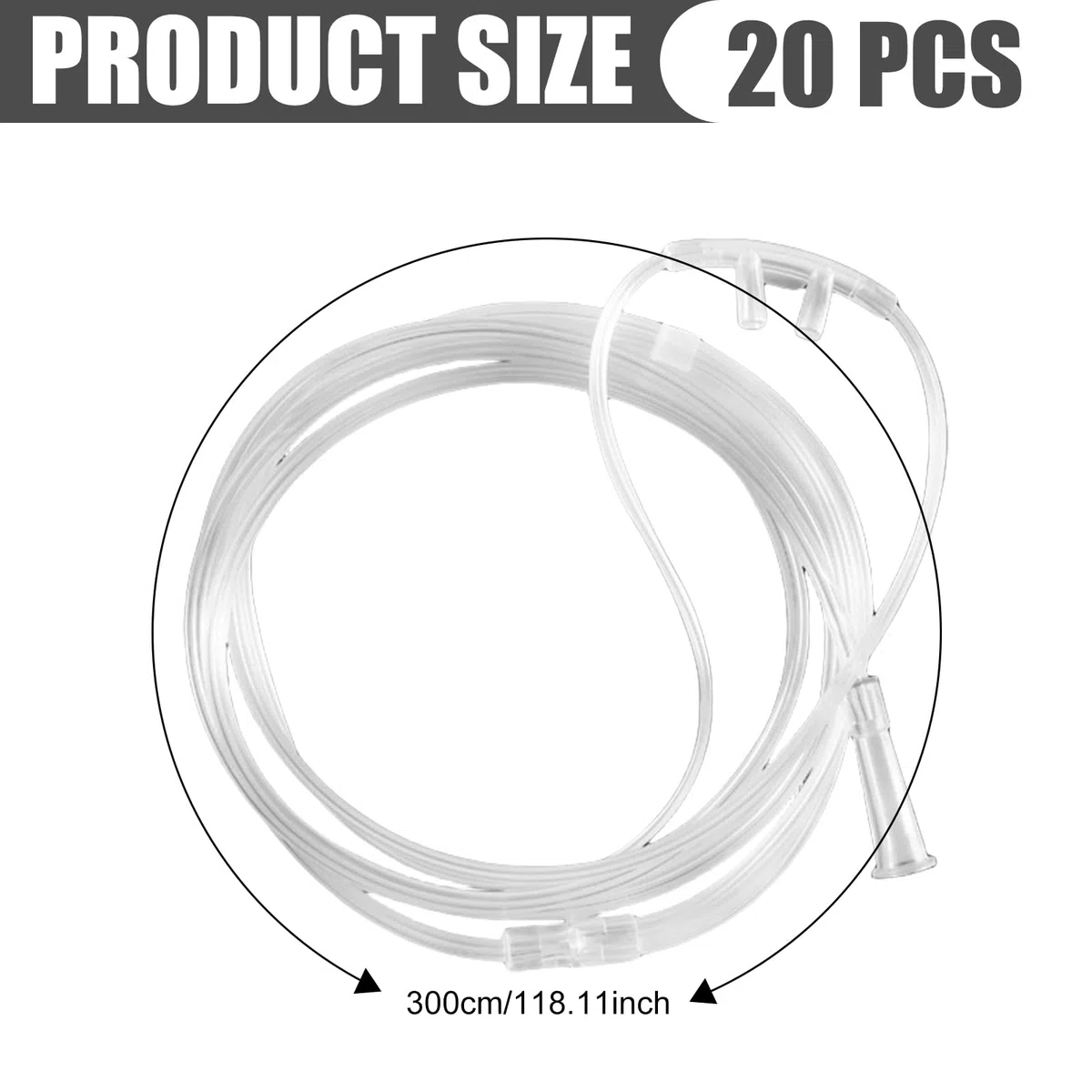 20 gafas de oxígeno para la nariz: 300 cm, gafas de nariz para dispositivo de oxígeno, gafas de oxígeno con tubo O2 para dispositivo de oxígeno, terapia de respiración, gafas nasales, tubo de