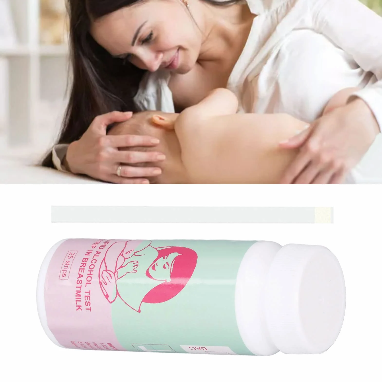 Fdit Tiras Reactivas de Alcohol para Leche Materna, Kit de Detección de 25 Piezas con Tabla de Colores, Resultado Rápido de 2 Minutos para Madres Lactantes, Uso Seguro con Leche