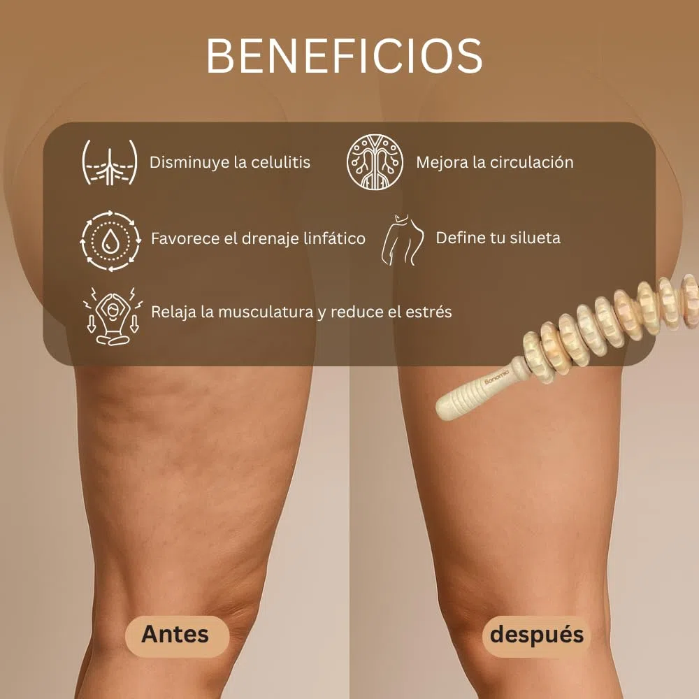 Rodillo Curvo Maderoterapia Corporal, Masajeador Anticelulítico Reductor, Rodillo Masaje Muscular para Piernas, Glúteos y todo el cuerpo. Se incluye Guía de uso.