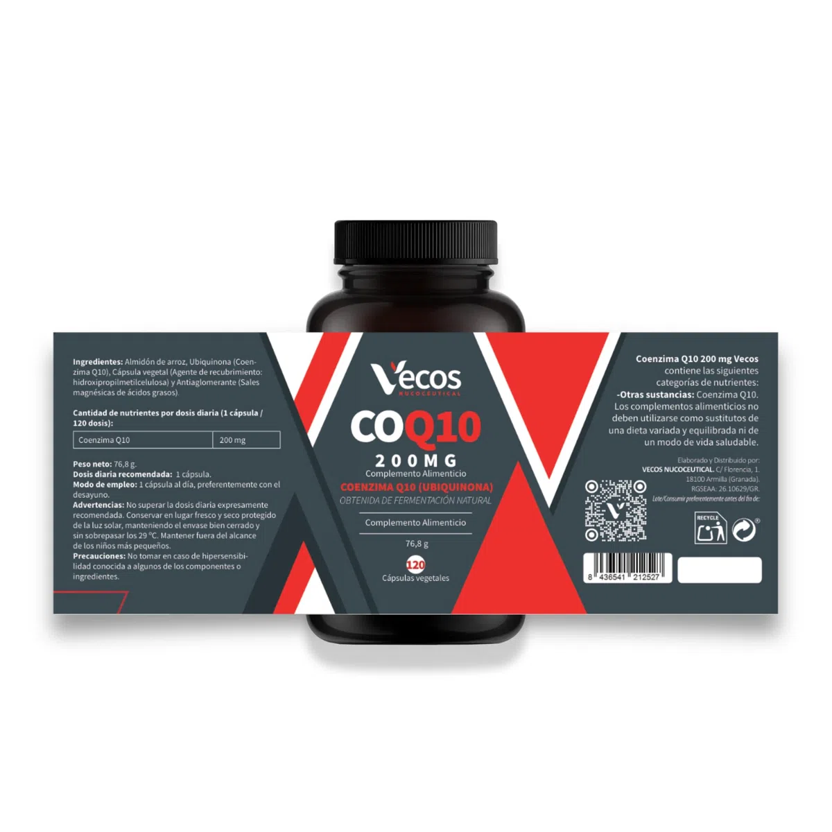 Coenzima Q10 200mg Vegana – Ubiquinona Fermentada Natural de Alta Absorción – 120 Cápsulas – Energía Celular, Sistema Inmune, Antioxidante Antiedad (120 Cápsulas (1 Bote))