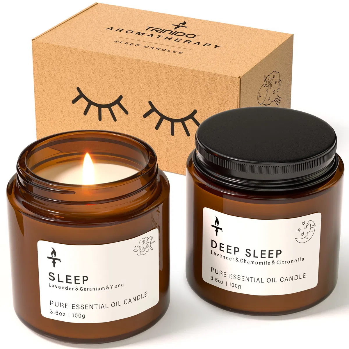 TRINIDa Velas para dormir para mujeres y hombres, juego de velas perfumadas de lavanda para la ansiedad, la lavanda promueve el sueño, la manzanilla alivia el estrés, relajación/regalos de cumpleaños