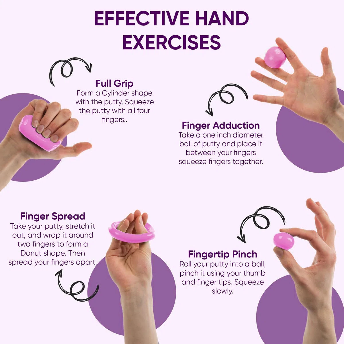 Masilla Terapéutica para Manos Meglio 53g - para Ejercicios de Manos focalizados en la Rehabilitación y Recuperación de la Mano, Fortalecimiento Muscular (Pack de 5)