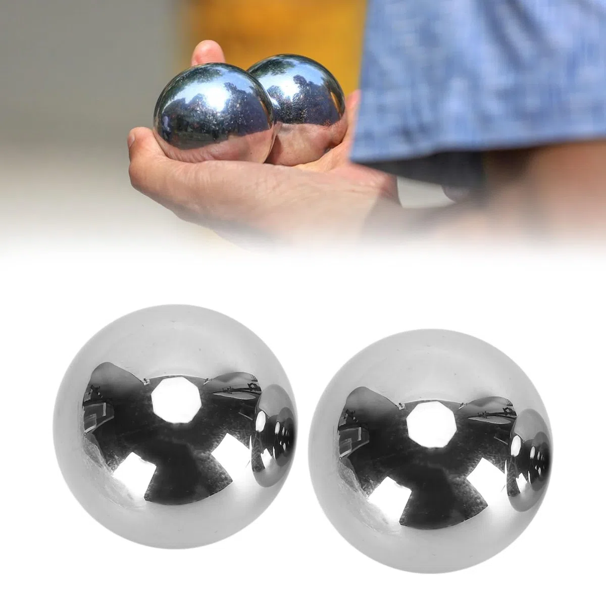Juego de Ejercicios de Balonmano, Bolas Saludables Chinas de Acero Inoxidable para Fuerza, Alivio del Estrés, Ejercicio de Salud de las Articulaciones, Rodamiento Suave, Compacto