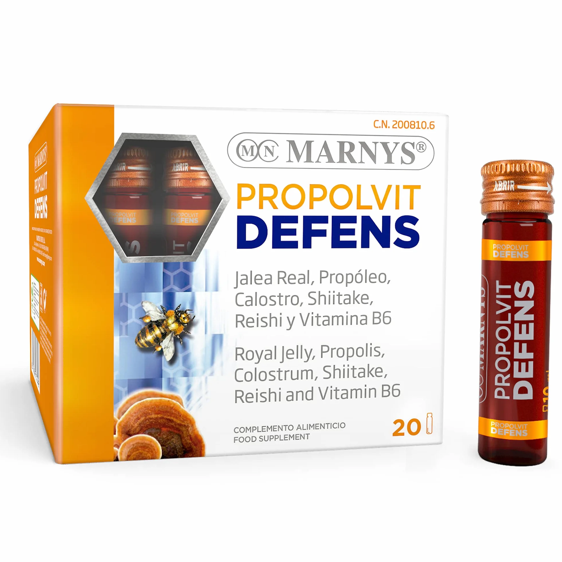 MARNYS Propolvit Defens Defensas con Jalea Real, Propóleo, Calostro y Vitaminas 20 Viales