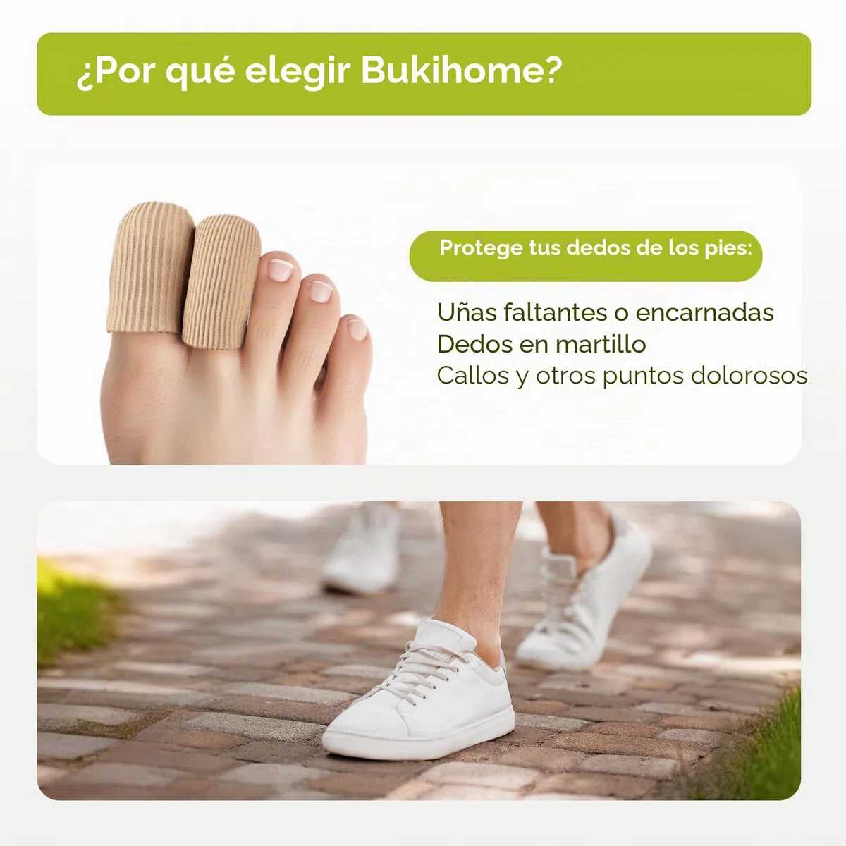 Bukihome 8 protectores de dedos de los pies, evita el alivio del dolor para callos, ampollas y uñas encarnadas (2 unidades de tamaño grande + 6 unidades de tamaño mediano) [Actualización]