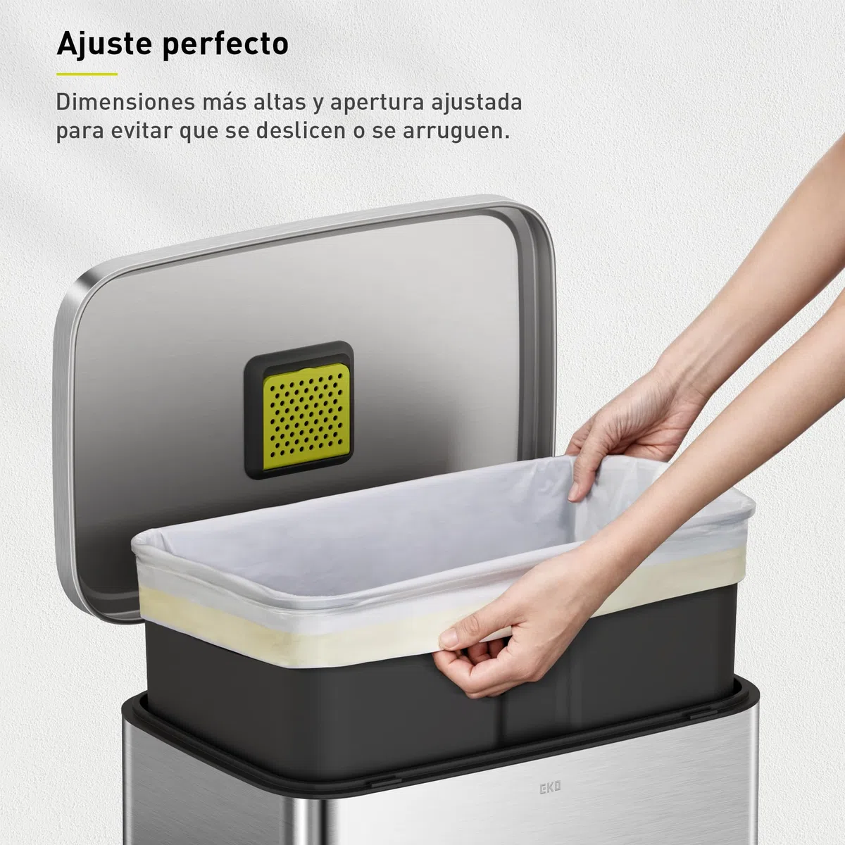 EKO - Bolsas de Basura - Código F - 60 Unidades - 40-60 L - Extrafuertes Antigoteo con Asas Autocierre - Blancas - para Cocina y Hog