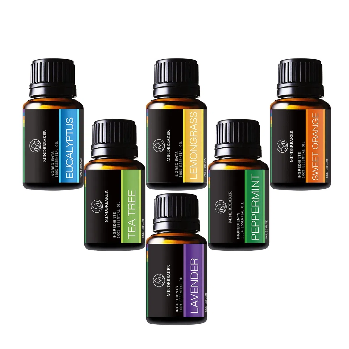 Aceite esencial aromaterapia Set incluye parte superior 6 Set de regalo: lavanda, Naranja Dulce, menta, árbol de té, citronela, eucalyptus-100% Pure