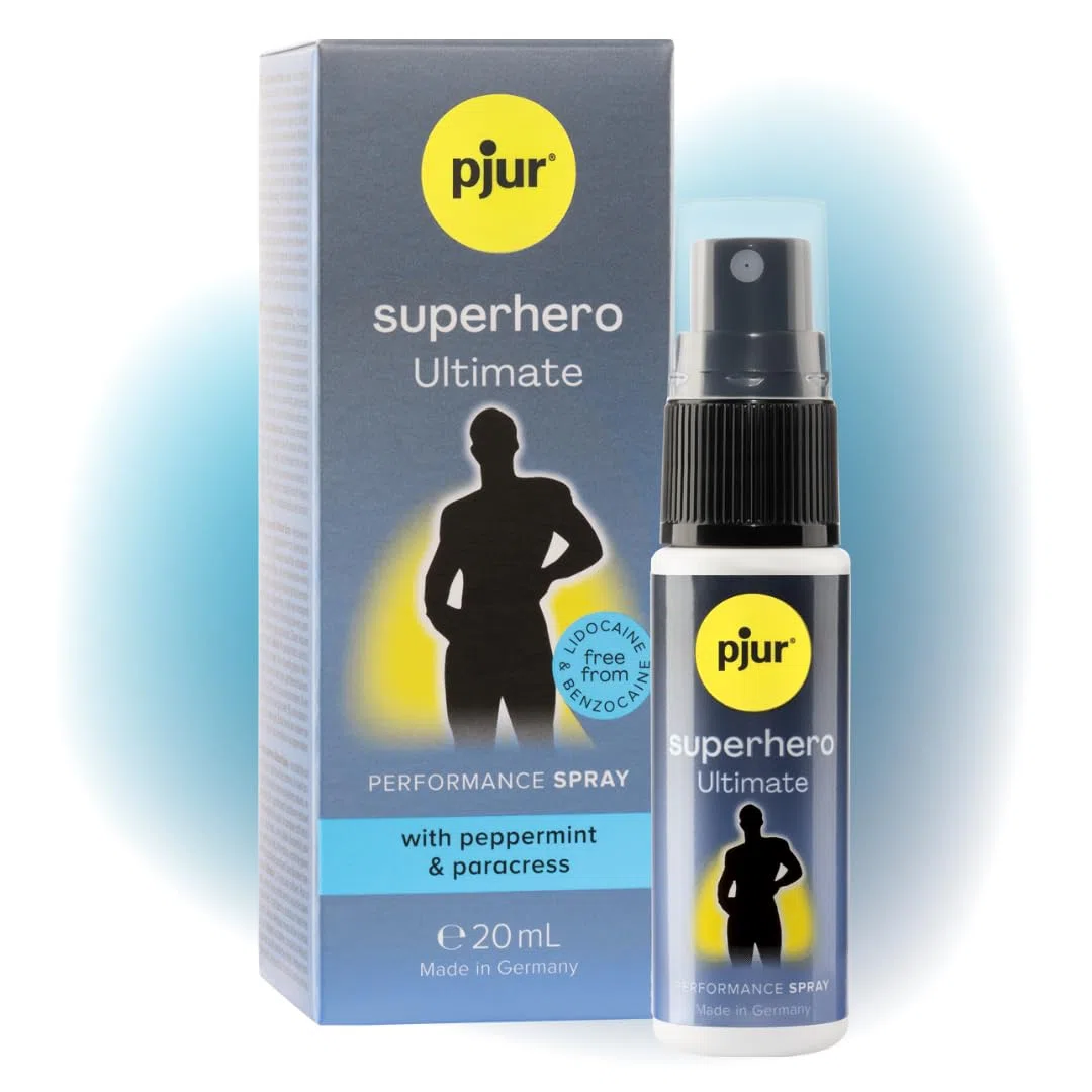 pjur Superhero Ultimate (20 ml) – Nuestro spray retardante más fuerte para hombres – con complejo de 6 ingredientes activos para un rendimiento legendario