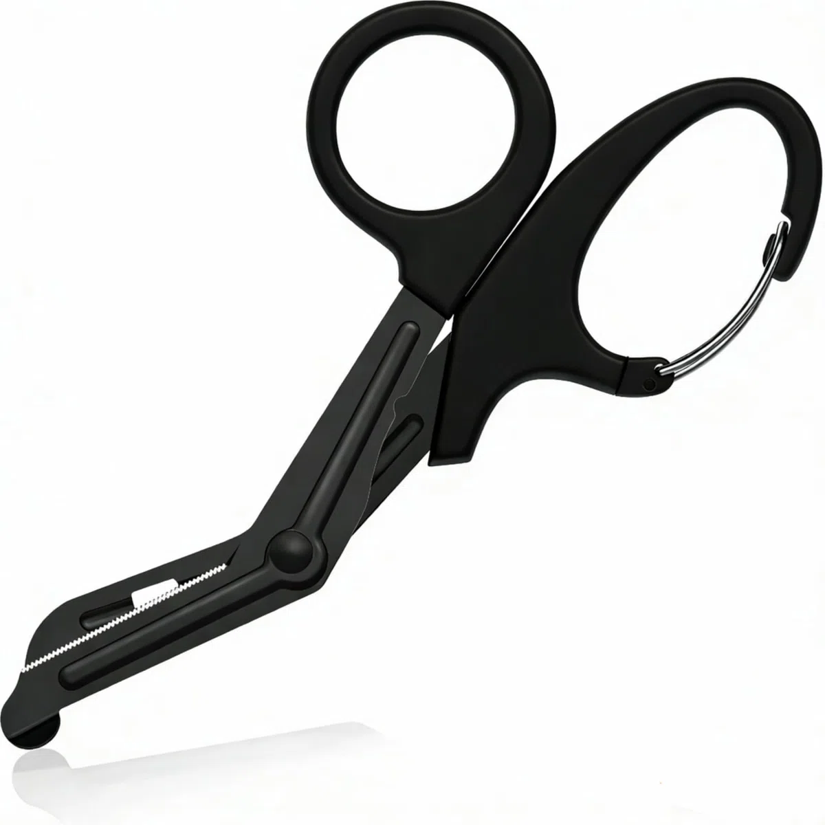 Tijeras de vendaje de titanio, tijeras EMT y tijeras de trauma, dobladas con revestimiento negro para enfermeras, estudiantes, sala de emergencias (negro, 19 cm)