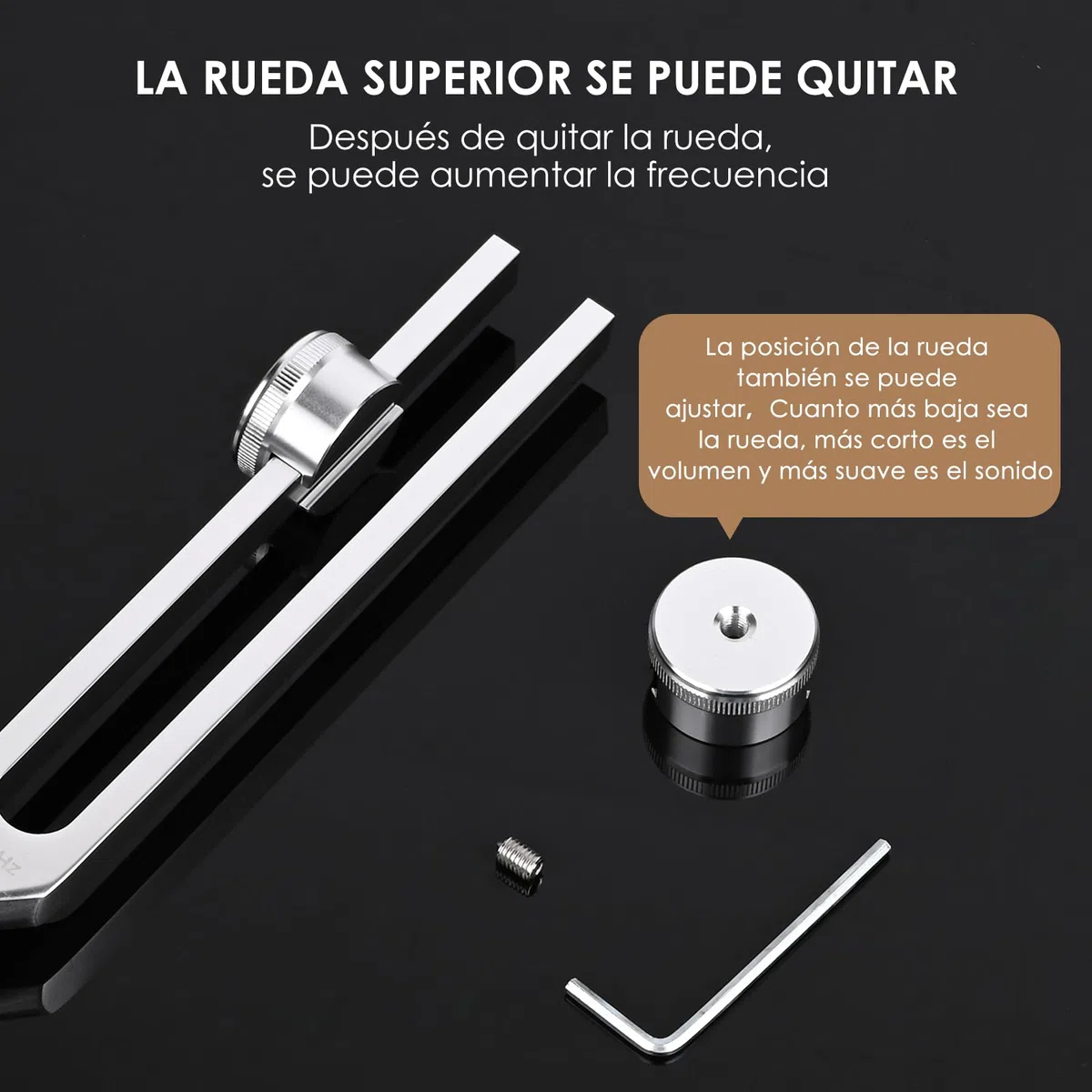Diapason Set 128 Hz, 256 Hz, 512, 1024Hz para Terapia de Frecuencia, 4 Diapasones para Stimmgabel Therapie, Yoga y Meditación (con Martillo)