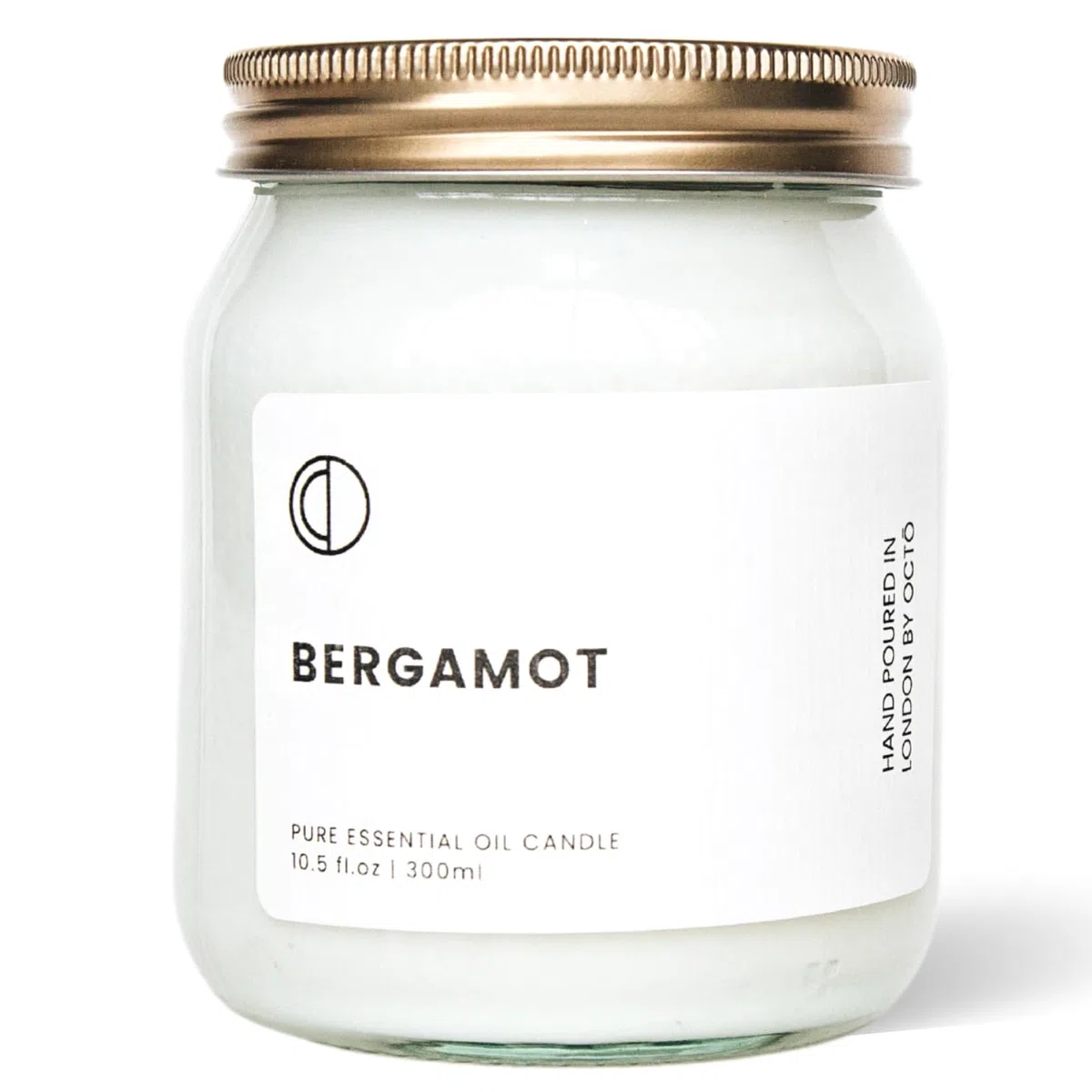 Vela de bergamota de 300 ml, vela perfumada de aceite esencial de 10.5 onzas, 60 horas de combustión, cera de soja 100% natural, hecha a mano en el Reino Unido