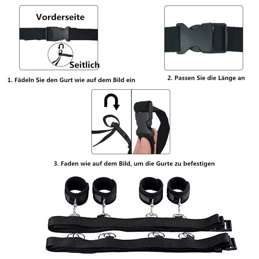 SM Bondage Kit 7 piezas,Vendas de ojos con Látigo Pluma Esposas Cadenas Tobillos Pezones Succionador Pezón Juguetes Sexuales Fetiche Juego Coqueteo para sujetar a la cama