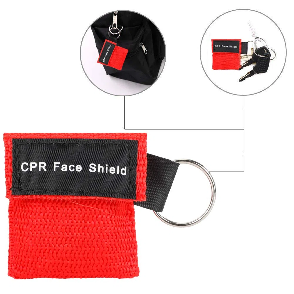 Máscara de CPR, Máscara respiratoria 10 PCS, CPR Máscara con llavero, portátiles de primeros auxilios máscaras CPR con barrera respiratoria con válvula de retención (5 Negro + 5 Rojo)