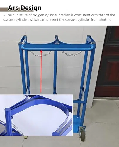 Soporte para tanque de oxígeno de 2 ruedas, portador de cilindro médico vertical duradero para un fácil transporte, estante de almacenamiento para tanques de 40 litros