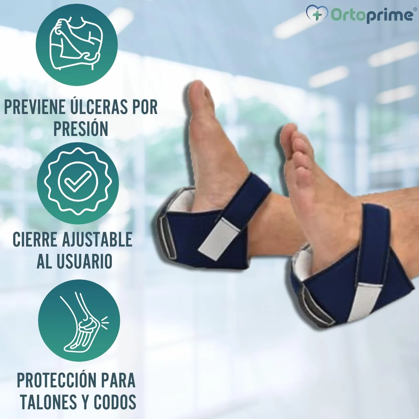 OrtoPrime PACK 2 Patucos Antiescaras Confort - Protector talones y codos - Taloneras anti rozaduras Pies - Cojín para Alivio de la Presión