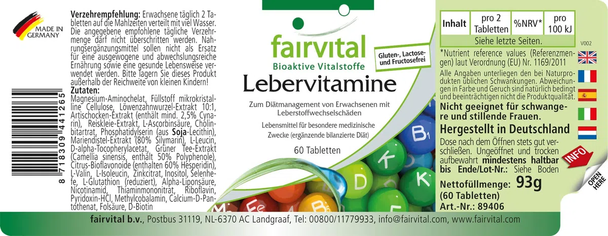 fairvital Vitaminas para el hígado, 60 comprimidos, con cardo mariano, alcachofa, diente de león y ácido alfa-lipoico, ALTA DOSIS, con un 80% de silimarina, VEGANO, fáciles de tragar